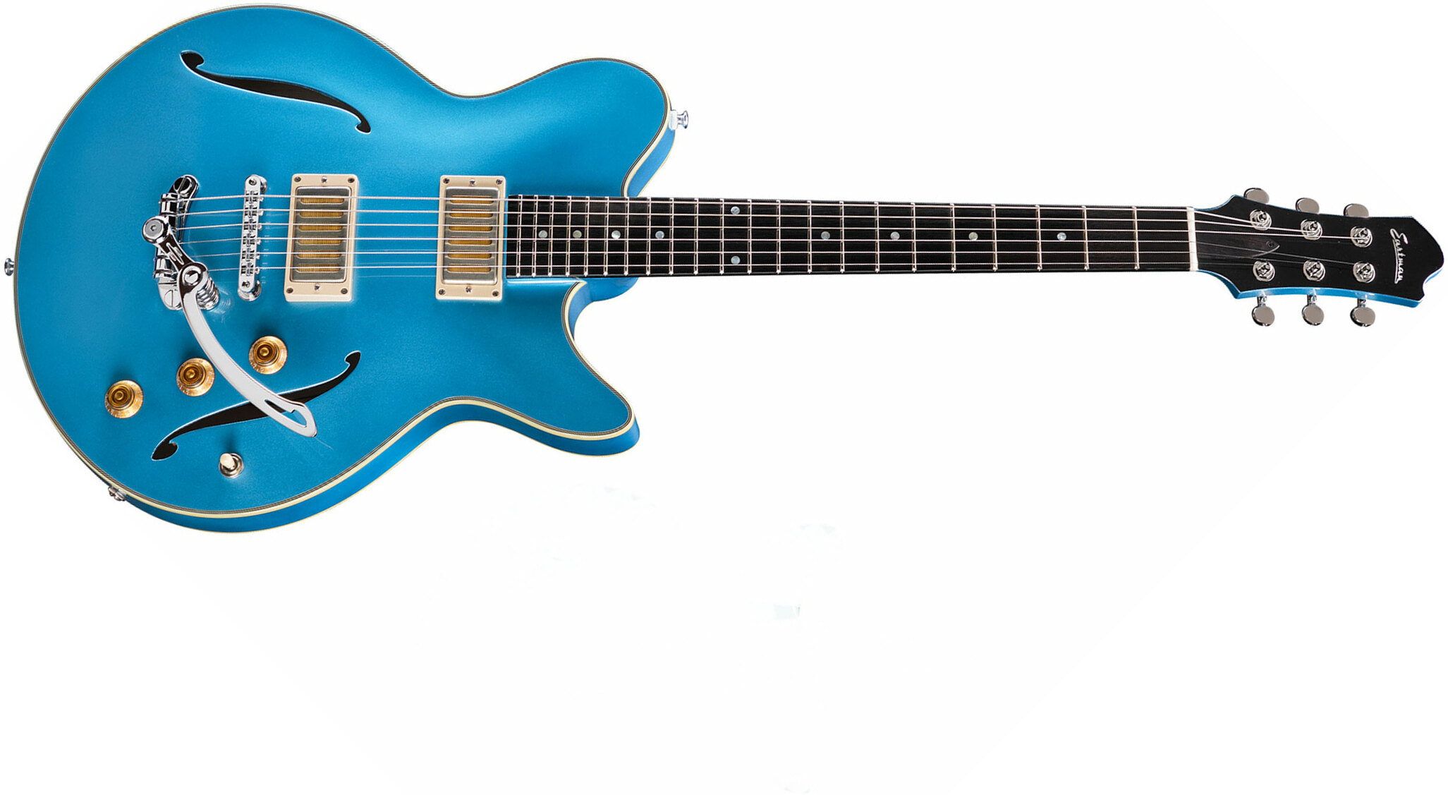 Eastman Romeo La Thinline Laminate 2p90 Seymour Duncan Trem Eb - Celestine Blue - Guitare Électrique 1/2 Caisse - Main picture