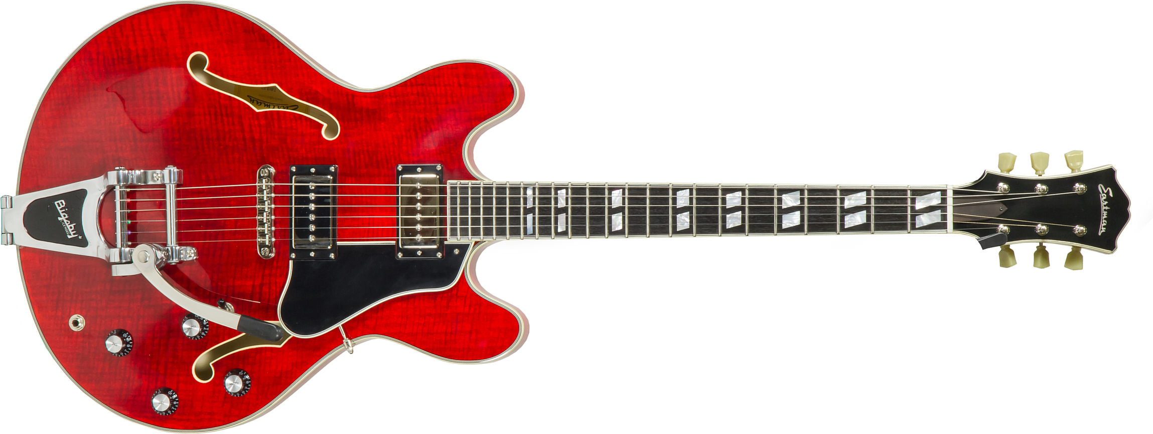 Eastman T486b Thinline Laminate Tout Erable Ss Seymour Duncan Bigsby Eb - Red - Guitare Électrique 1/2 Caisse - Main picture