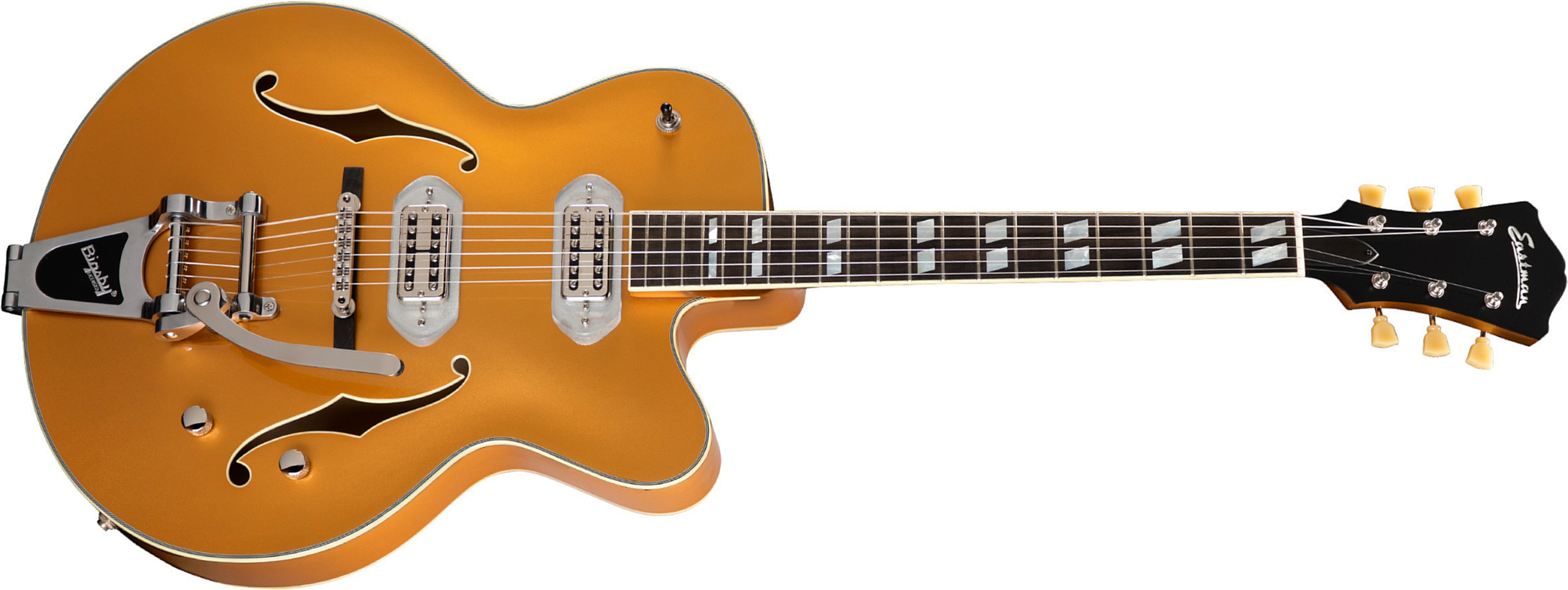 Eastman T58 Archtop 2h Trem Eb - Truetone Gloss Gold - Guitare Électrique 3/4 Caisse & Jazz - Main picture