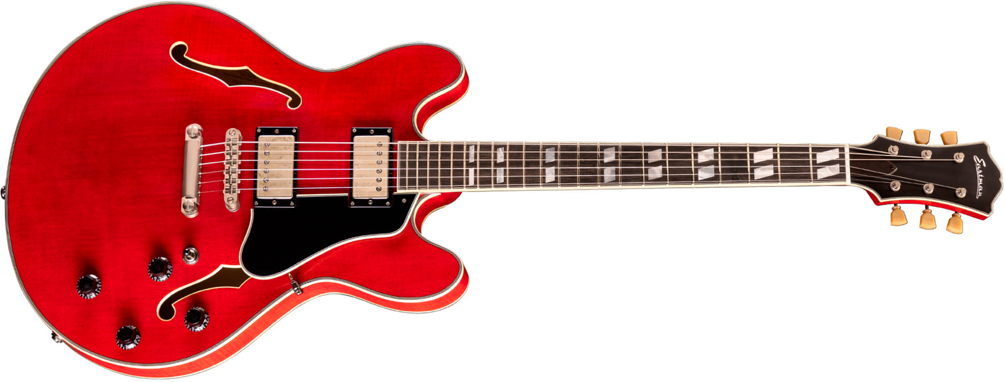 Eastman T59/tv Thinline 2h Seymour Duncan Ht Eb - Truetone Vintage Gloss Red - Guitare Électrique Single Cut - Main picture