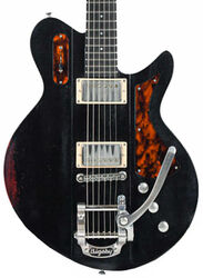 Guitare électrique rétro rock Eastman Juliet Humbuckers Bigsby - Antique varnish black 