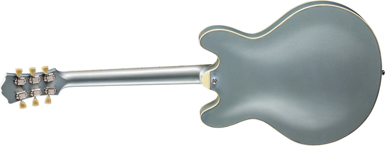 Eastman T64-t Trapeze Thinline 2s P90 Ht Rw Eb - Truetone Gloss Iced Blue Metallic - Guitare Électrique 1/2 Caisse - Variation 1