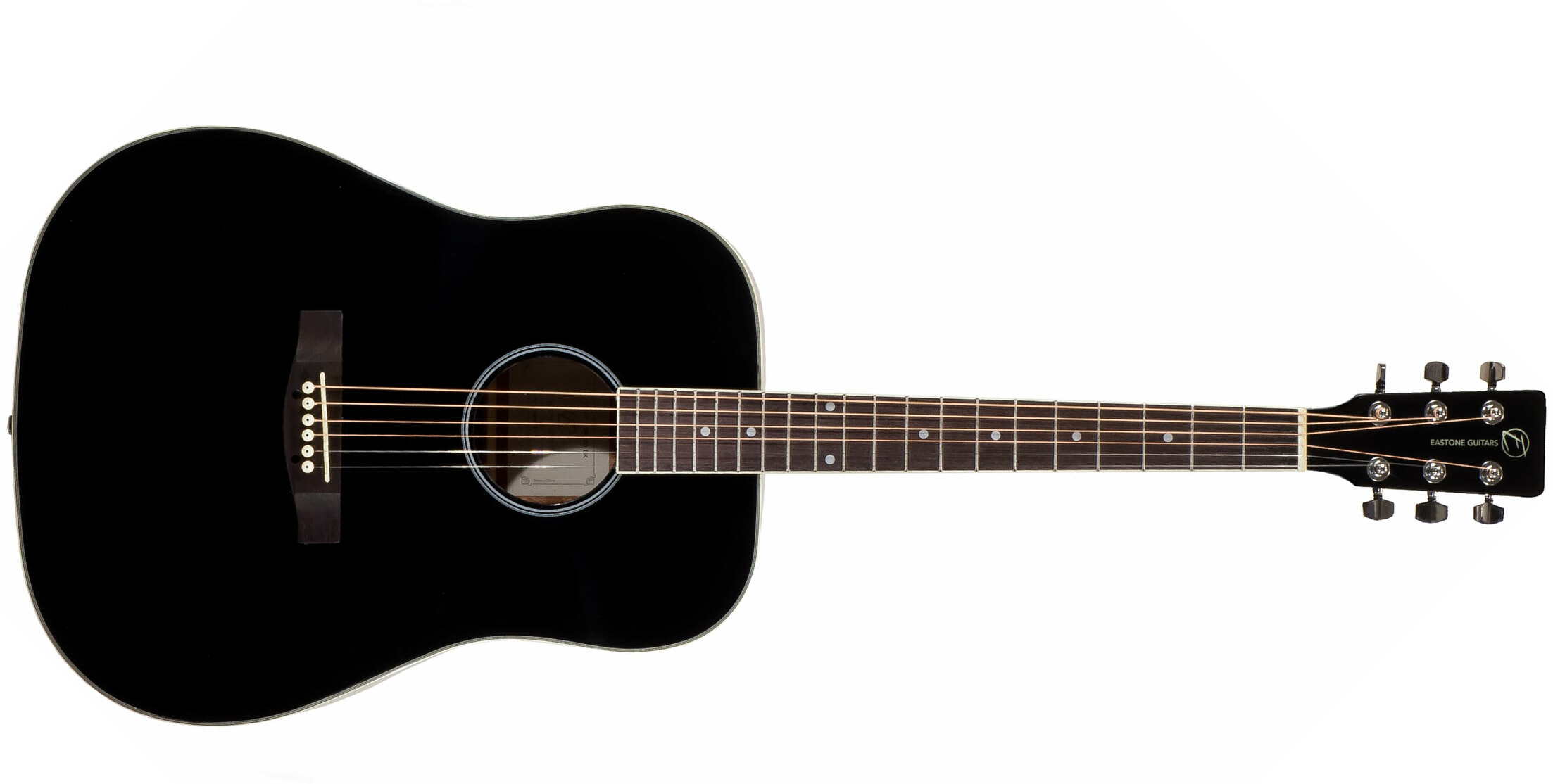 Eastone Dr100-blk Dreadnought Epicea Okuman - Black - Guitare Acoustique - Main picture