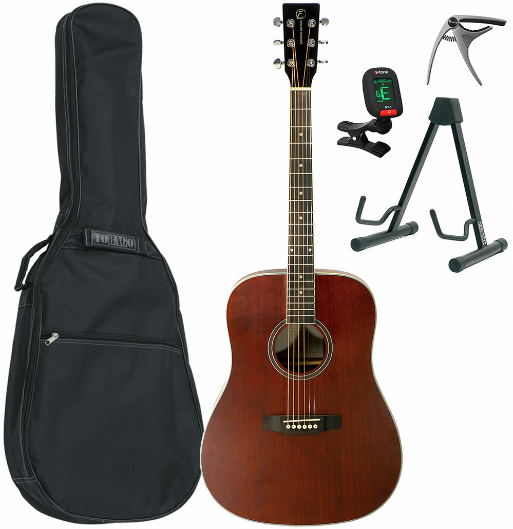 Eastone Dr150-nat +housse X-tone 2003 +capo +stand - Natural Satin - Pack Guitare Acoustique - Main picture