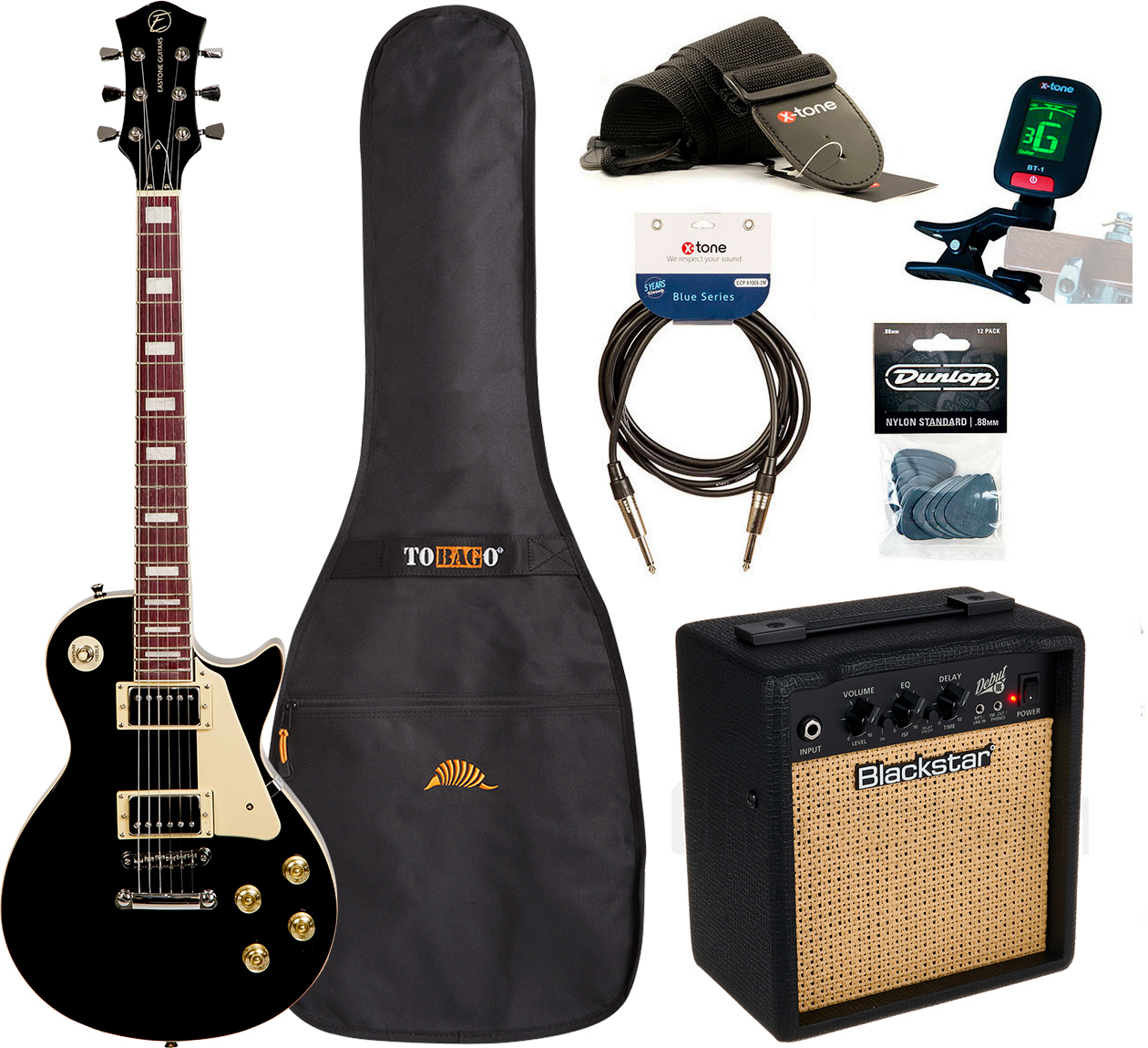 Eastone Lp100 +blackstar Debut 10 +cable +clip-on Tuner +mediators +housse +courroie - Black - Pack Guitare Électrique - Main picture