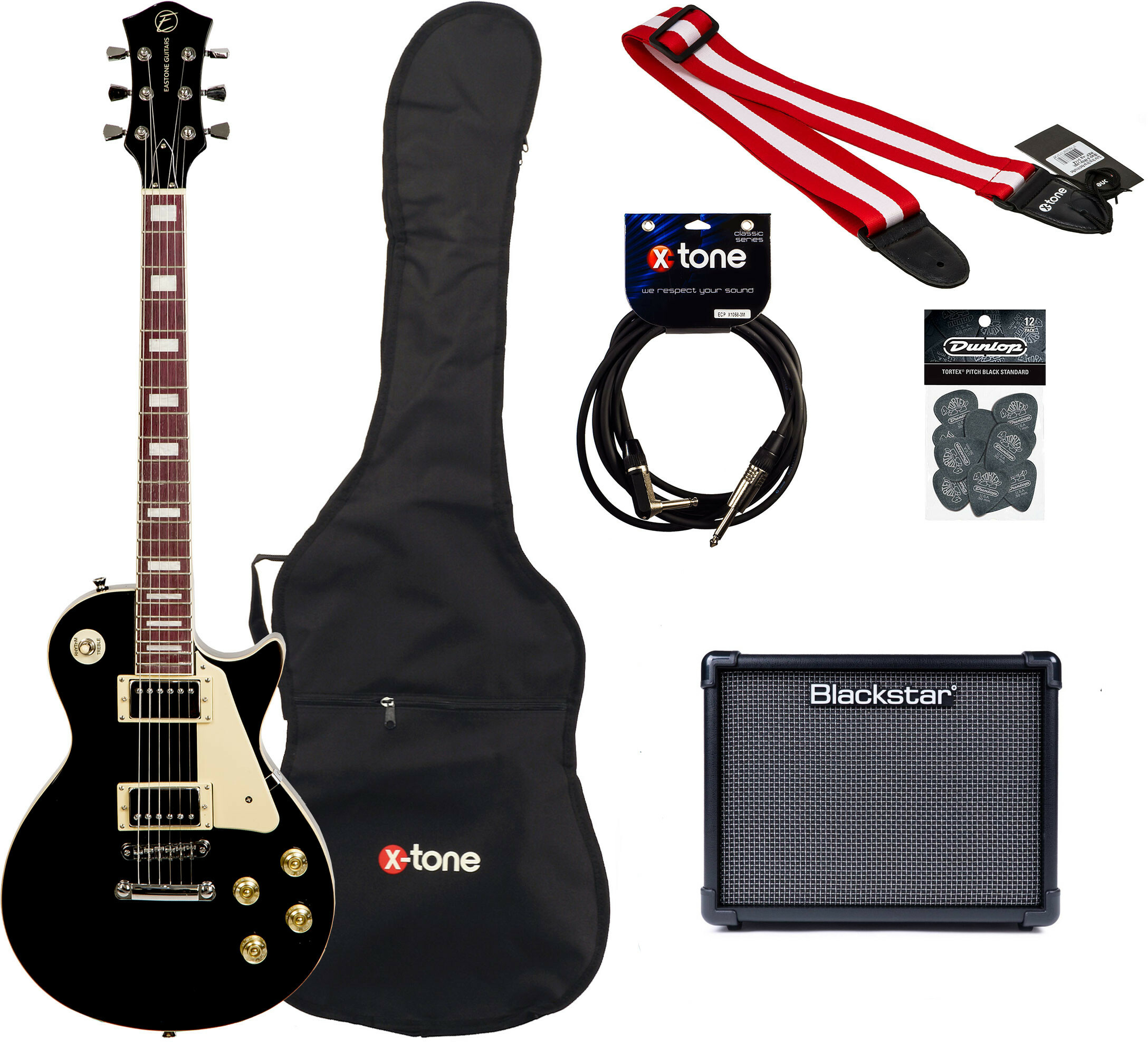 Eastone Lp100 +blackstar Id Core V3 10w +cable +mediators +housse - Black - Pack Guitare Électrique - Main picture
