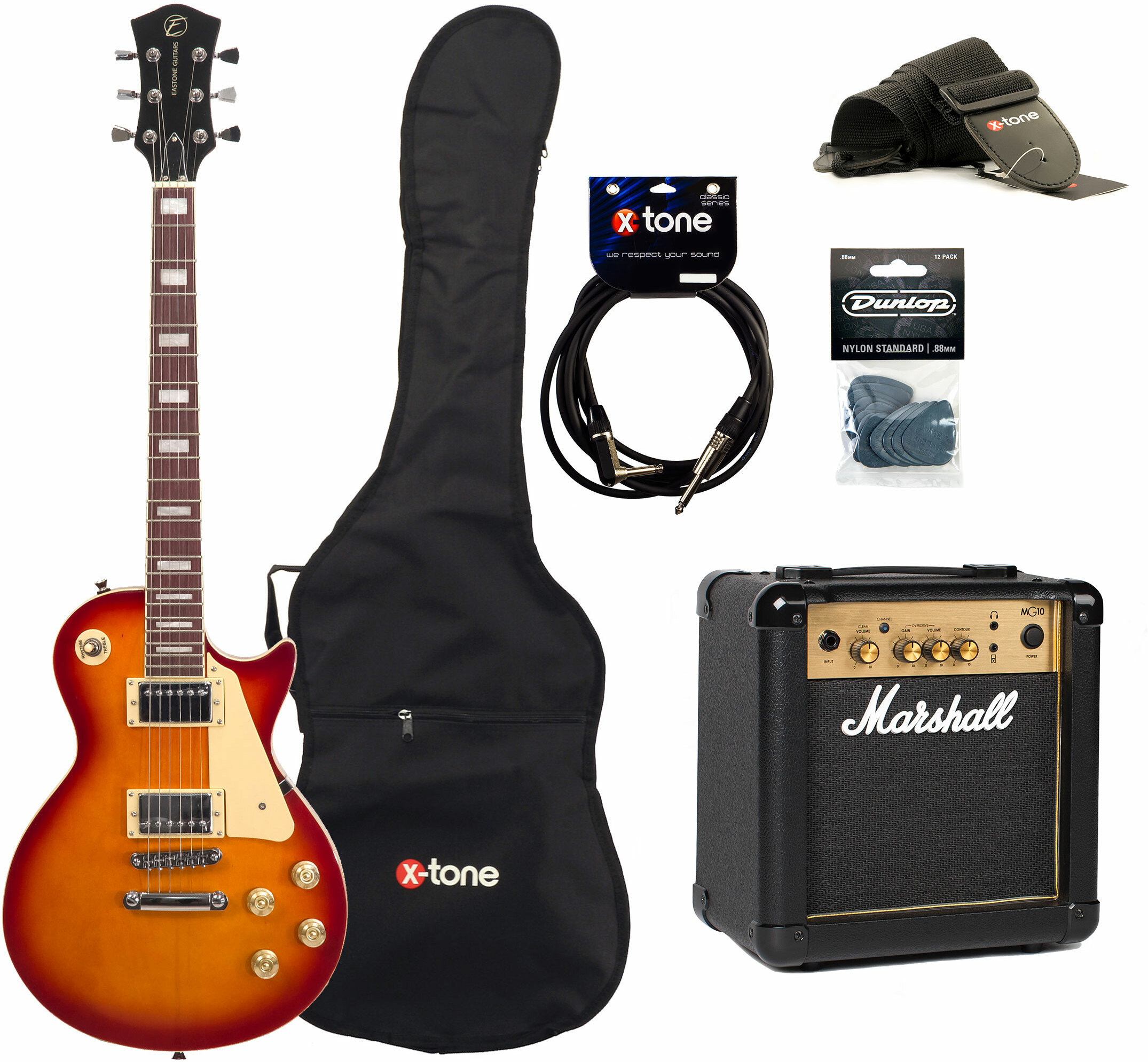 Eastone Lp100 Cs +marshall Mg10 10w +cable +mediators +housse + Mg10g Gold Combo 10 W - Cherry Sunburst - Pack Guitare Électrique - Main picture