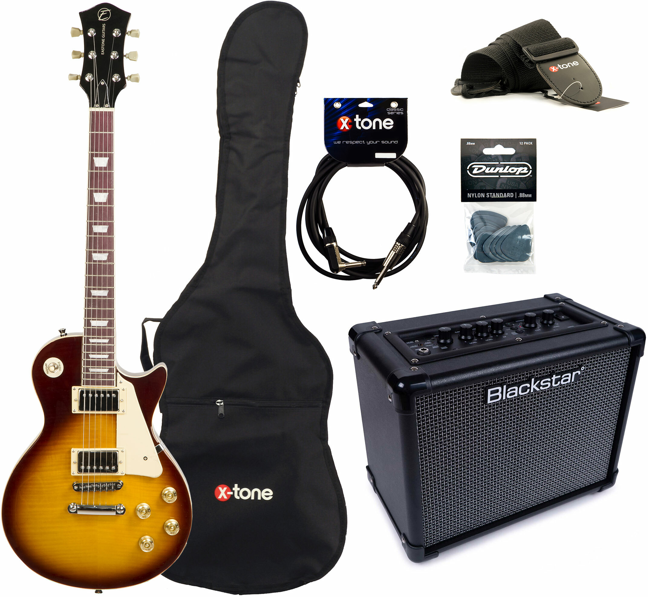 Eastone Lp200 +blackstar Id Core V3 10w +cable +mediators +housse - Honeyburst - Pack Guitare Électrique - Main picture
