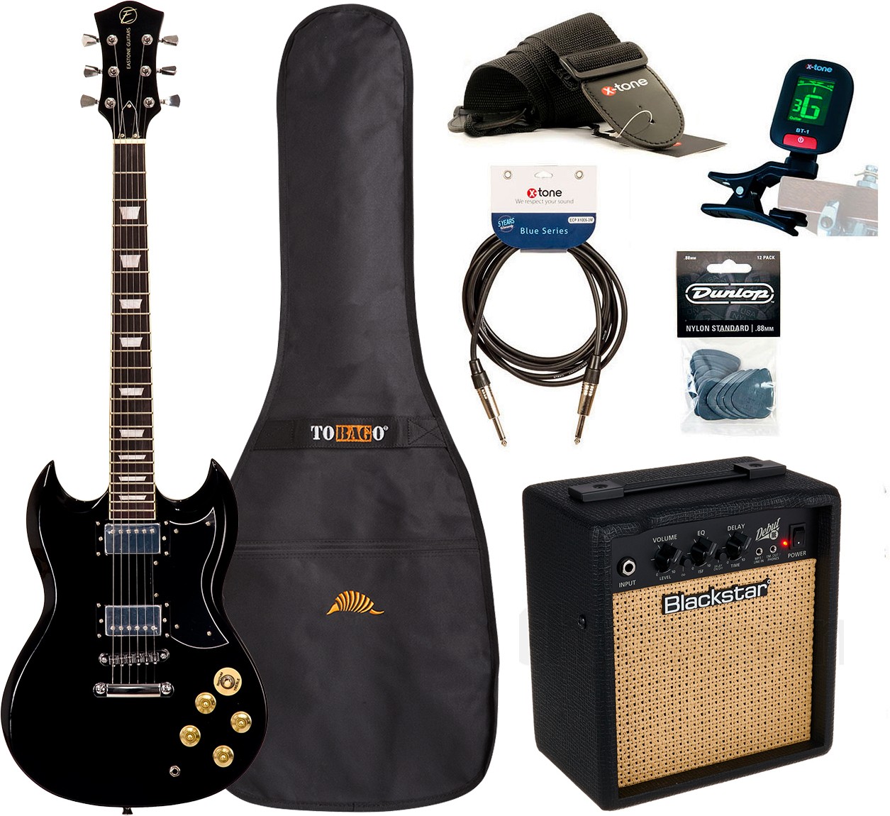 Eastone Sdc70 +blackstar Debut 10 +cable +clip-on Tuner +mediators +housse +courroie - Black - Pack Guitare Électrique - Main picture