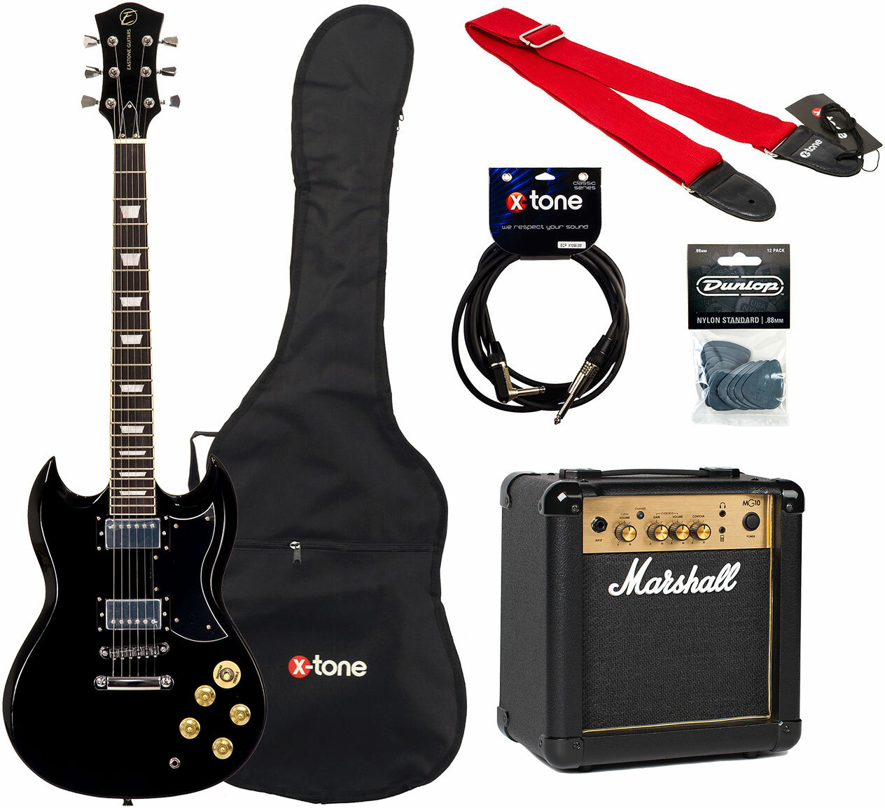 SDC70 +Marshall MG10G Gold +Accessoires - black Pack guitare électrique  Eastone