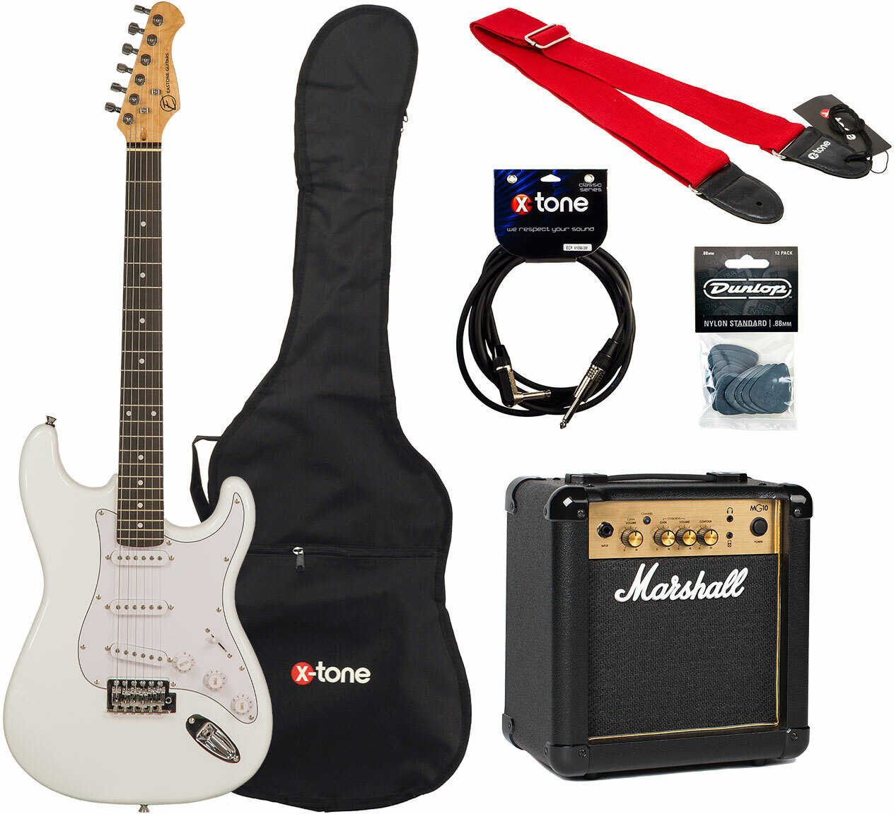 Eastone Str70 +marshall Mg10 10w +cable +mediators +housse - Olympic White - Pack Guitare Électrique - Main picture