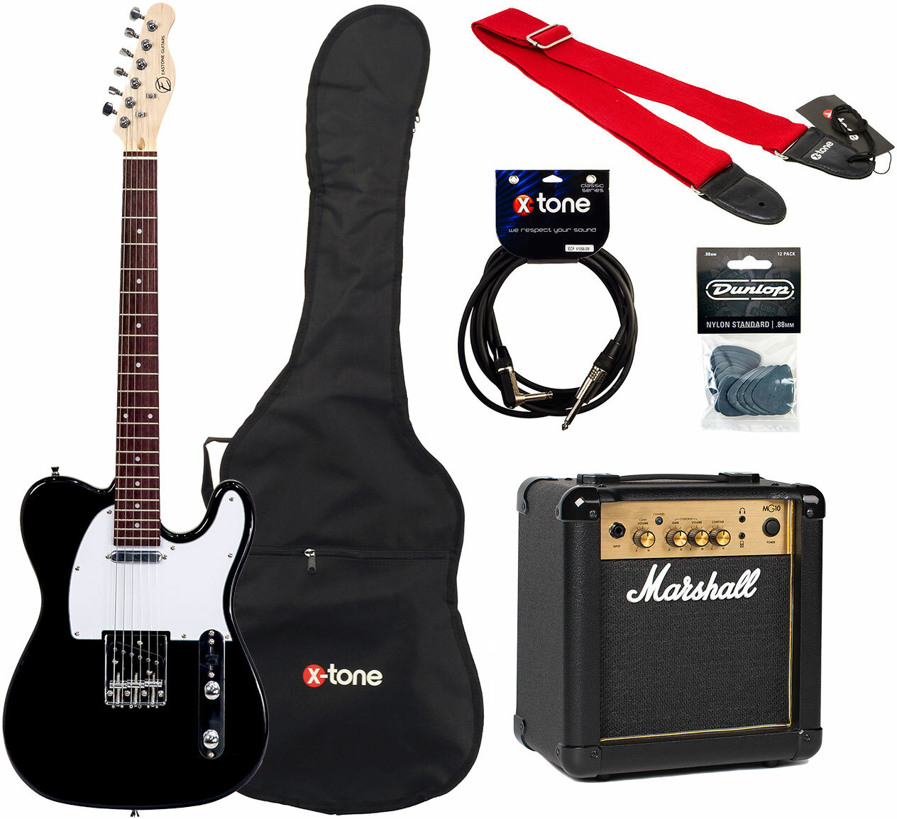 Eastone Tl70 +marshall Mg10g Combo 10 W +housse +courroie +cable +mediators - Black - Pack Guitare Électrique - Main picture