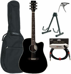 Pack guitare acoustique Eastone DR100CE-BLK + Pack - Black