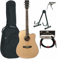 Pack guitare acoustique Eastone DR100CE-NAT + Pack - Natural satin