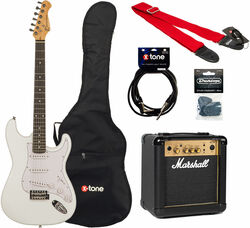 Pack guitare électrique Eastone STR70 +Marshall MG10G +Accessories - Olympic white