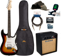 Pack guitare électrique Eastone STR80T HSS +Blackstar Debut 10E +Accessories - 3 tone sunburst