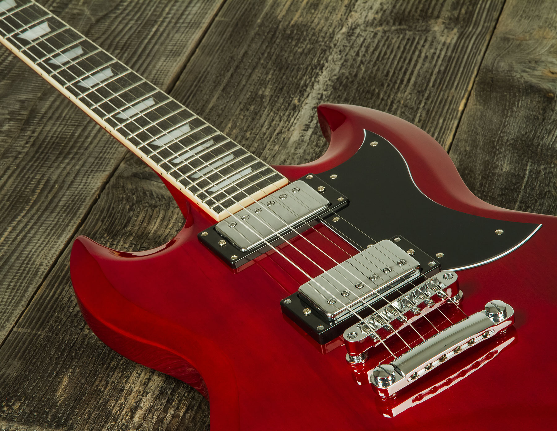 Eastone Sdc70 Hh Ht Pur - Red - Guitare Électrique Double Cut - Variation 3