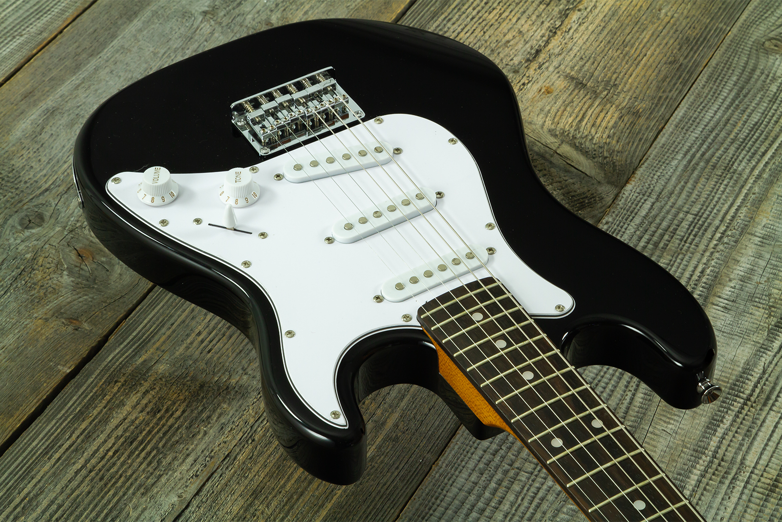Eastone St-mini-blk 3s Trem Pur - Black - Guitare Électrique Enfant - Variation 2