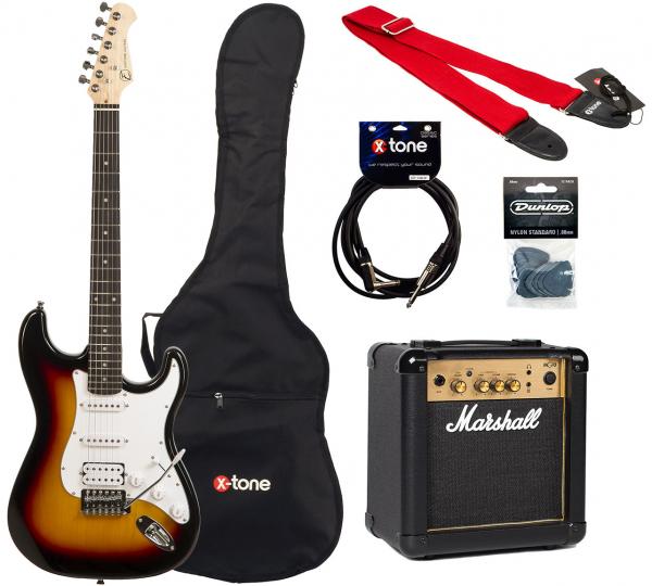 Pack guitare électrique Eastone STR80T HSS +Marshall MG10G +Accessories - Sunburst