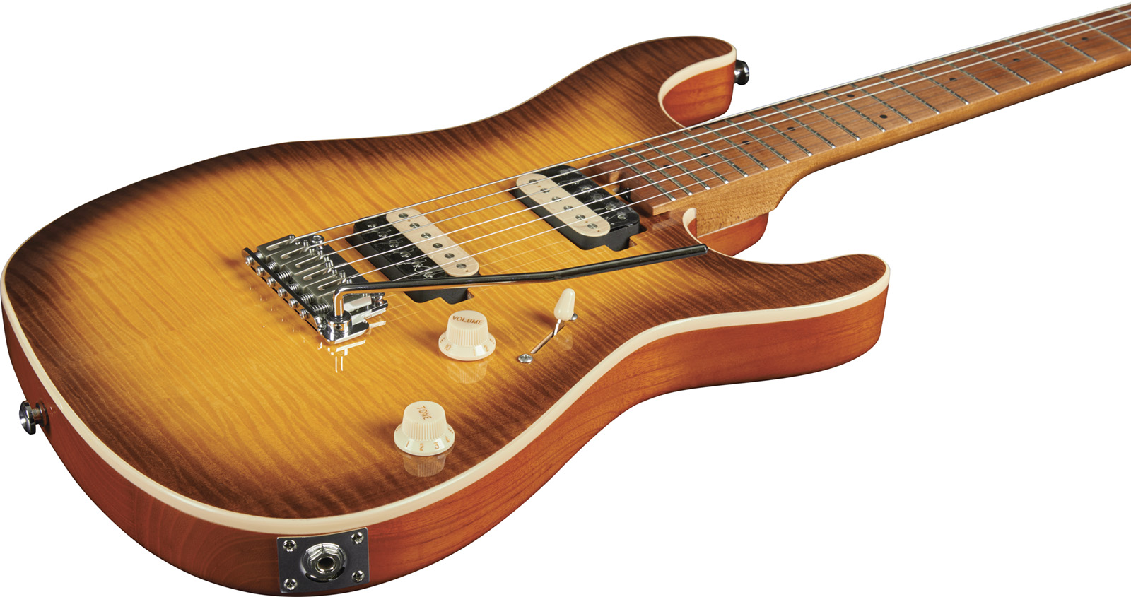 Eko Aurora 400 Trem Hh Mn - Flamed Amber Burst - Guitare Électrique Forme Str - Variation 3