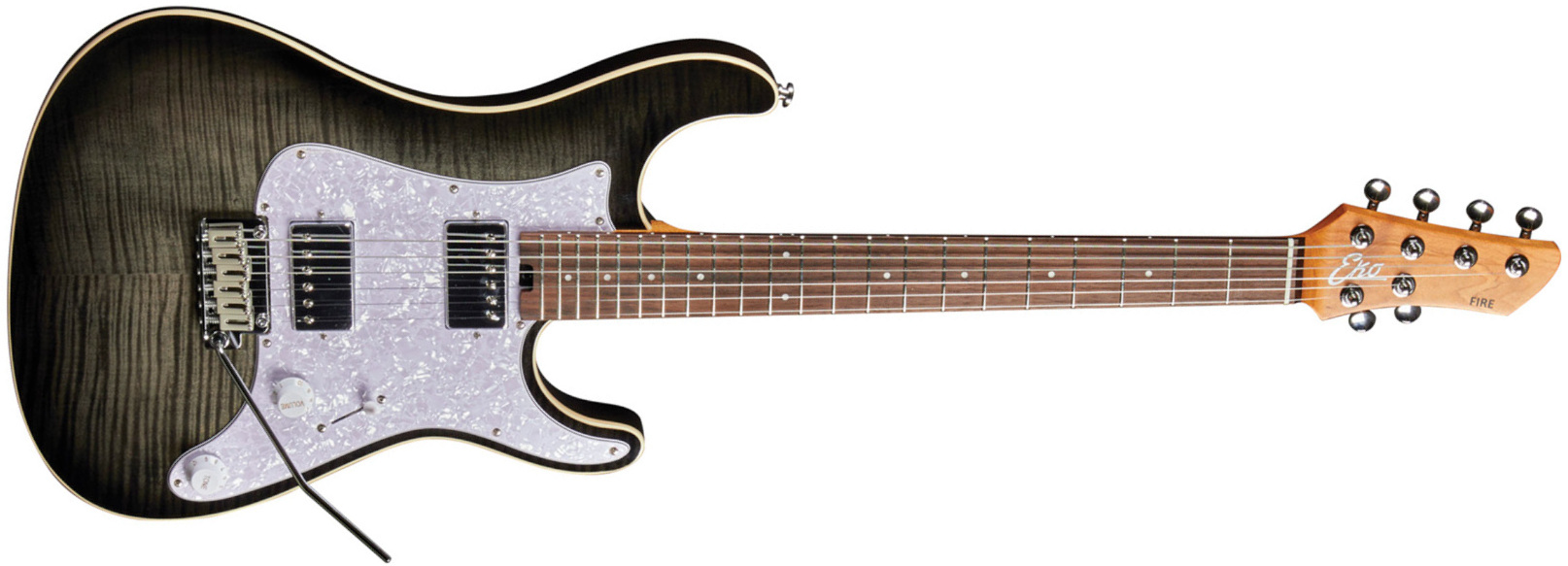 Eko Aurora 400 Trem Hh Lau - Flamed Grey Burst - Guitare Électrique Forme Str - Main picture