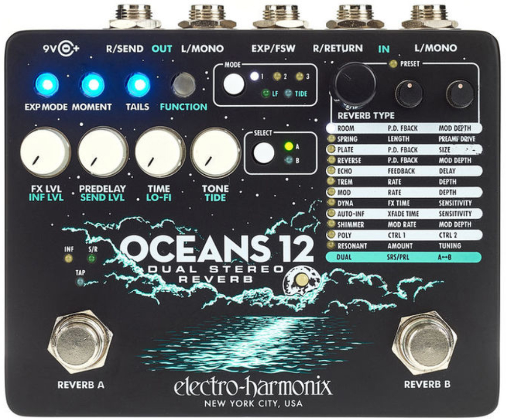 Electro Harmonix Oceans 12 Dual Stereo Reverb - PÉdale Reverb / Delay / Echo - Main picture