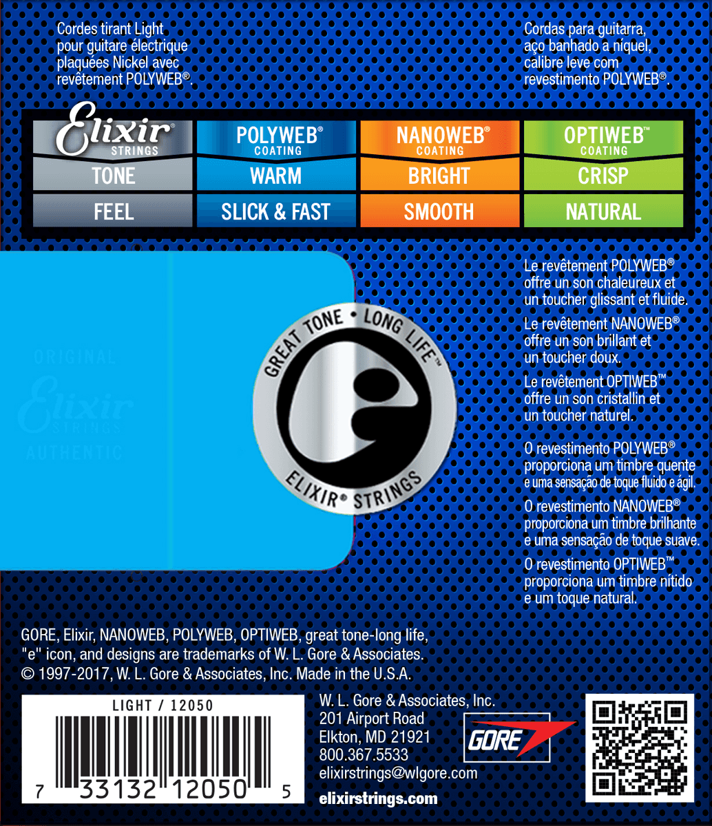 Elixir 12025 Polyweb Nps Round Wound Electric Guitar 6c Custom Light 9-46 - Cordes Guitare Électrique - Variation 1
