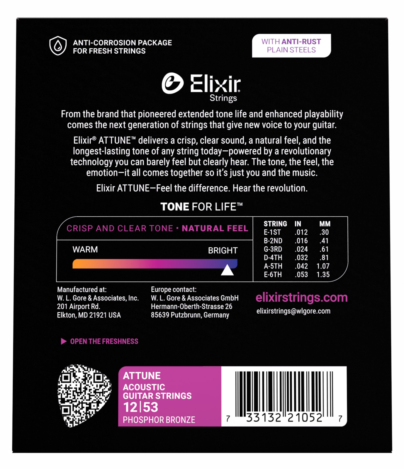 Elixir Jeu De 6 Cordes 21052 Attune Phos.bronze. L 12-53 - Cordes Guitare Acoustique - Variation 2