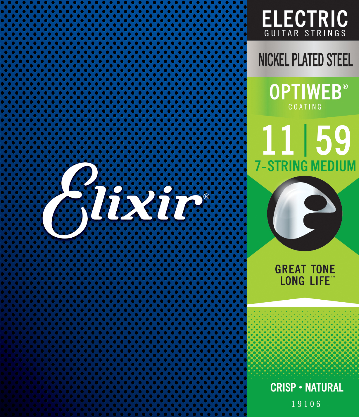 Elixir 19106 Optiweb Nps Round Wound Electric Guitar 7c 11-59 - Cordes Guitare Électrique - Main picture