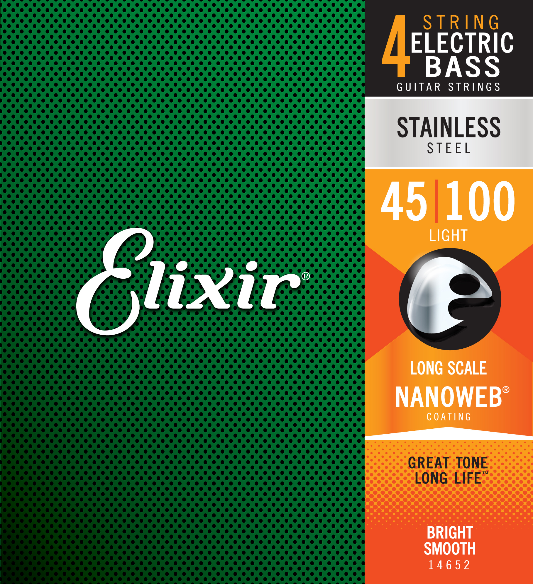Elixir Jeu De 4 Cordes Bass (4) 14652 Nanoweb Stainless Steel 45-100 - Cordes Basse Électrique - Main picture