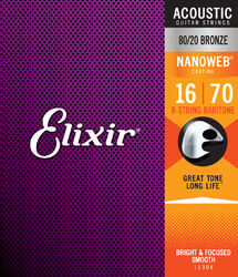 11308 8-String Nanoweb 80/20 Bronze Acoustic Guitar Strings 16-70