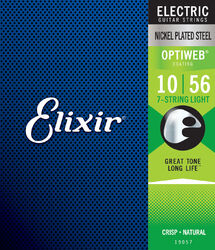 Cordes guitare électrique Elixir 19057 7-String Optiweb NPS Electric Guitar Strings 10-56 - Jeu de 7 cordes