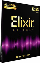 Cordes guitare acoustique Elixir 21052 ATTUNE PHOS.BRONZE. L 12-53 - JEU DE 6 CORDES
