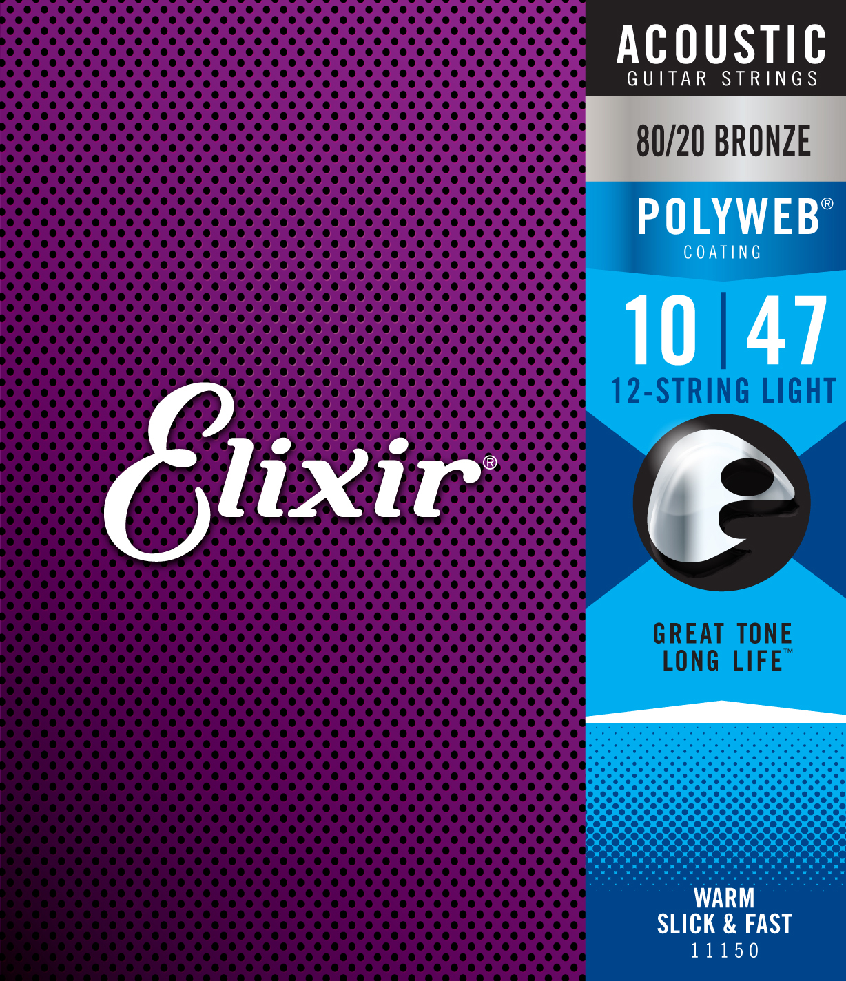 Elixir Guit. Folk 12c Polyweb 80/20 Bronze 10-47 11150 - Cordes Guitare Acoustique - Variation 1