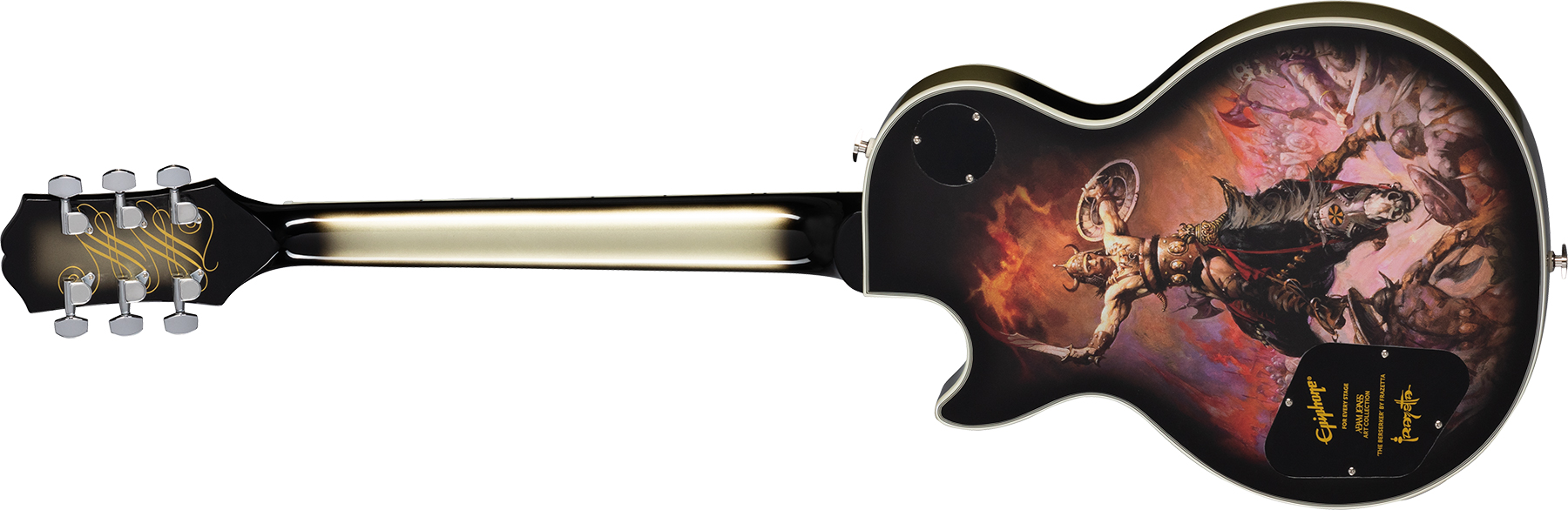 Epiphone Adam Jones Les Paul Custom Frazetta The Berserker Art Ltd 2h Ht Eb - Antique Silverburst - Guitare Électrique Single Cut - Variation 1