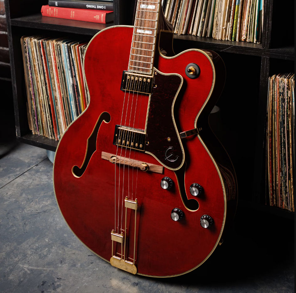 Epiphone Broadway Archtop 2h Ht Lau - Dark Wine Red - Guitare Électrique 3/4 Caisse & Jazz - Variation 5