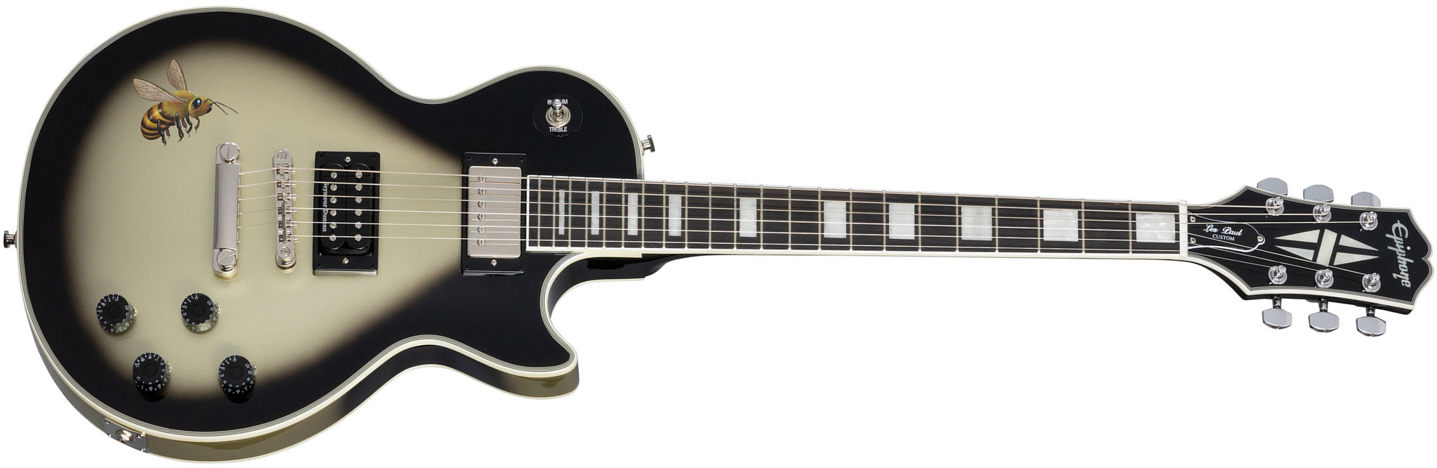 Epiphone Adam Jones Les Paul Custom Mark Ryden's Queen Bee Ltd 2h Ht Eb - Antique Silverburst - Guitare Électrique Single Cut - Main picture