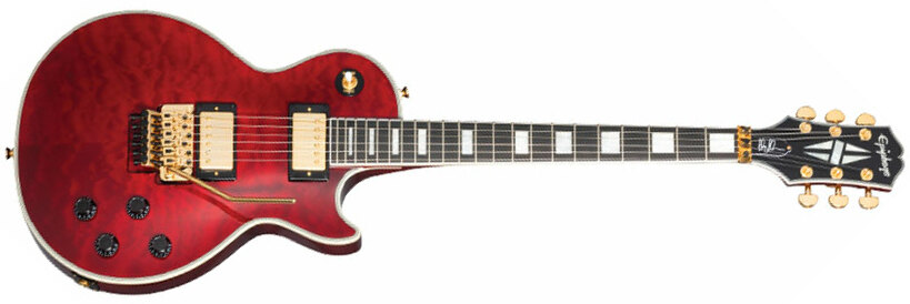 Epiphone Alex Lifeson Les Paul Axcess Custom Signature 2h Fr Eb - Ruby - Guitare Électrique Single Cut - Main picture