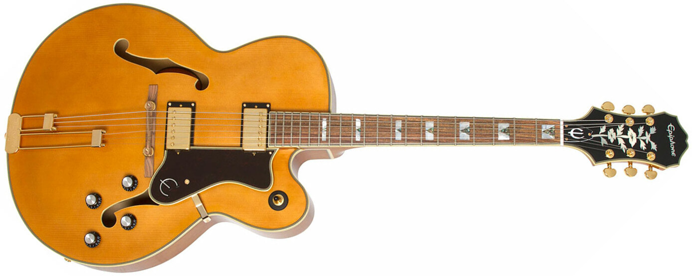 Epiphone Broadway 2019 Hh Ht Pf - Vintage Natural - Guitare Électrique 3/4 Caisse & Jazz - Main picture