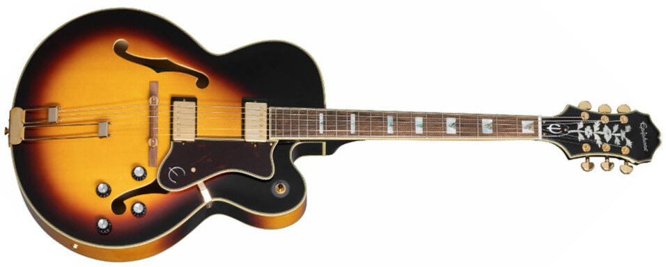 Epiphone Broadway Archtop 2h Ht Lau - Vintage Sunburst - Guitare Électrique 3/4 Caisse & Jazz - Main picture