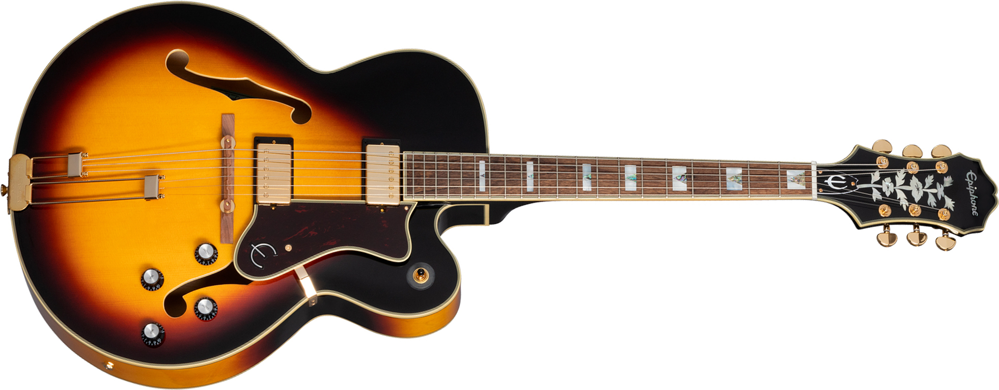 Epiphone Broadway Original Archtops 2h Ht Rw - Vintage Sunburst - Guitare Électrique 3/4 Caisse & Jazz - Main picture
