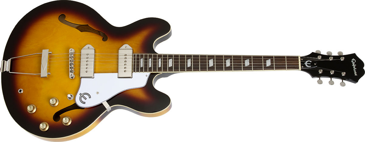 Epiphone Casino 2p90 Ht Pf - Vintage Sunburst - Guitare Électrique 1/2 Caisse - Main picture