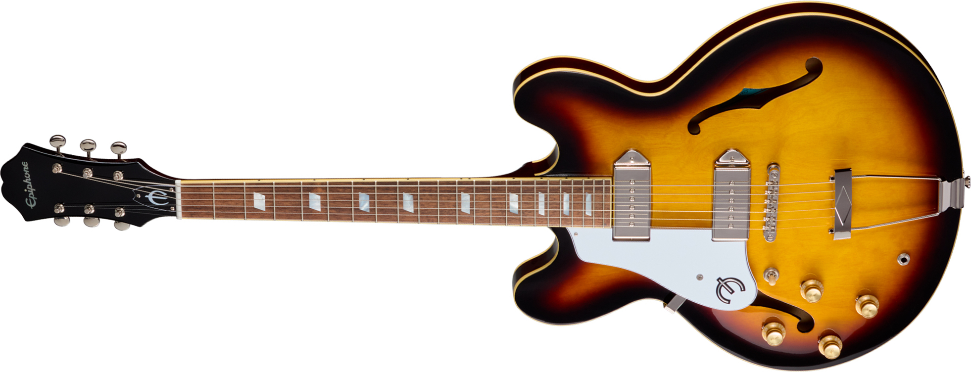 Epiphone Casino Lh Original Archtops Gaucher 2s P90 Ht Rw - Vintage Sunburst - Guitare Électrique 1/2 Caisse - Main picture