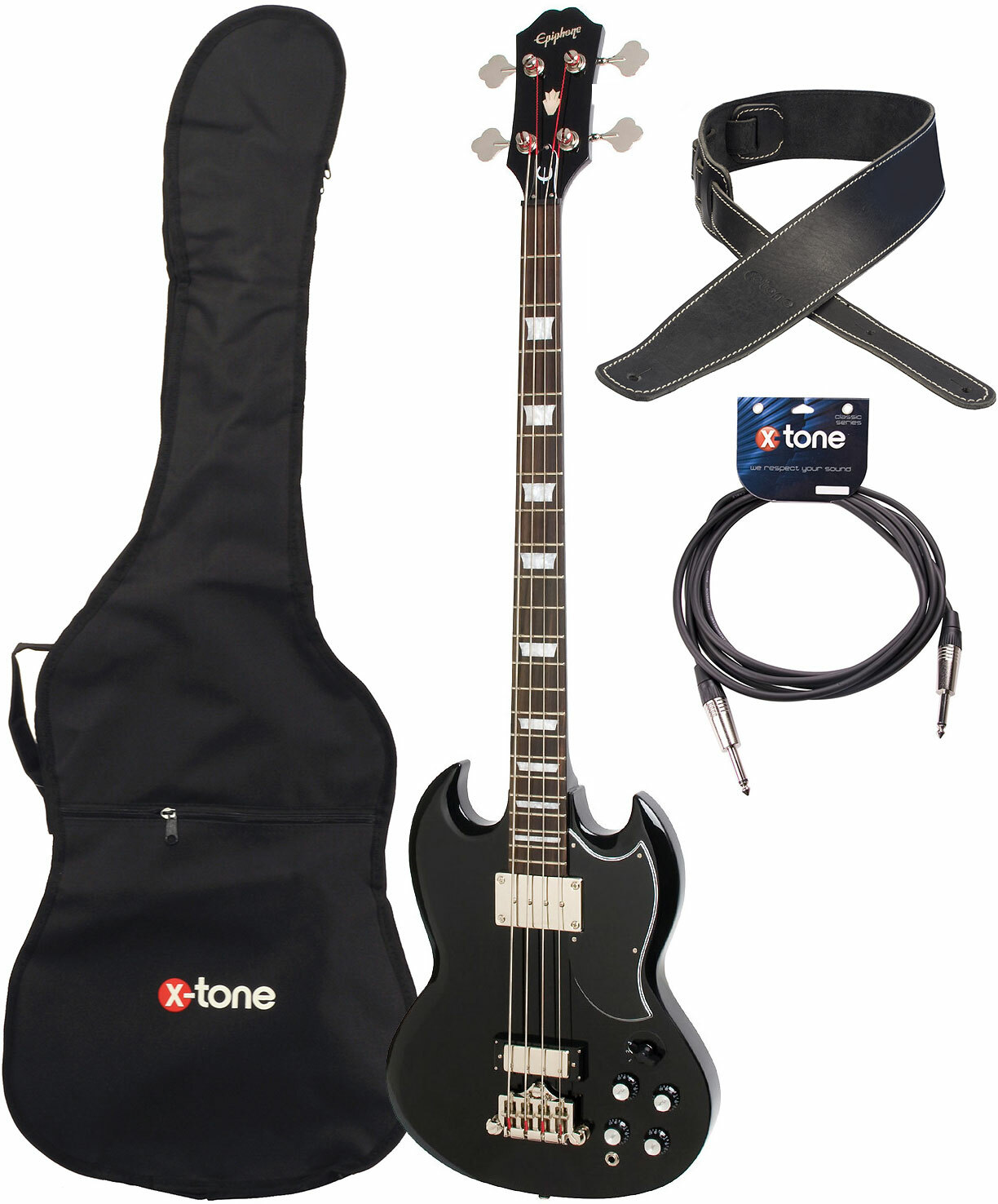 Epiphone Eb-3 + Housse + Sangle + Jack - Ebony - Pack Basse Electrique - Main picture