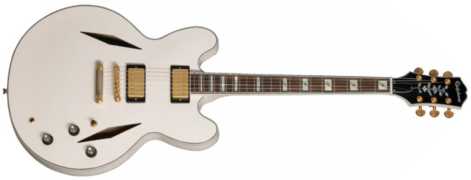 Epiphone Emily Wolfe Sheraton 2h Ht Lau - Aged Bone White - Guitare Électrique 1/2 Caisse - Main picture