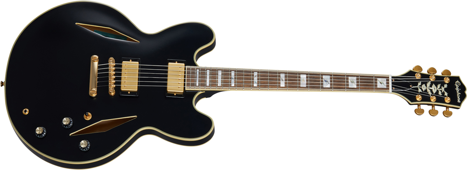 Epiphone Emily Wolfe Sheraton Stealth 2h Ht Lau - Black Aged - Guitare Électrique 1/2 Caisse - Main picture