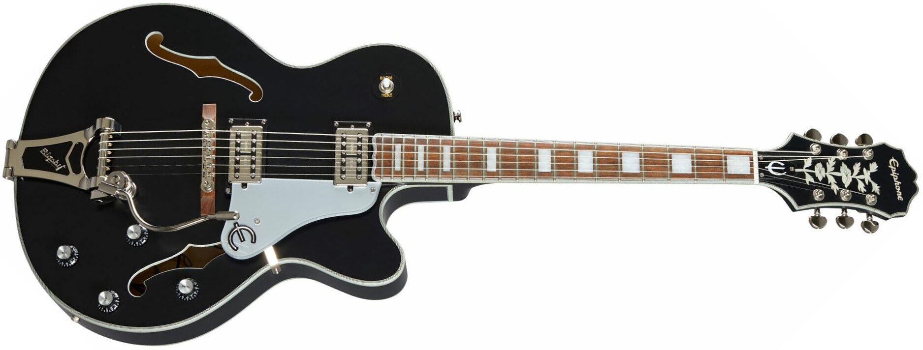 Epiphone Emperor Swingster Archtop 2h Trem Lau - Black Aged Gloss - Guitare Électrique 3/4 Caisse & Jazz - Main picture