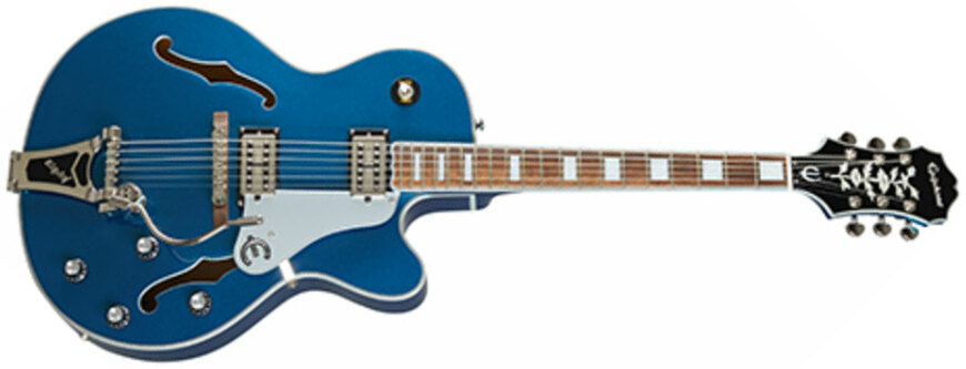 Epiphone Emperor Swingster Archtop 2h Trem Lau - Delta Blue Metallic - Guitare Électrique 3/4 Caisse & Jazz - Main picture