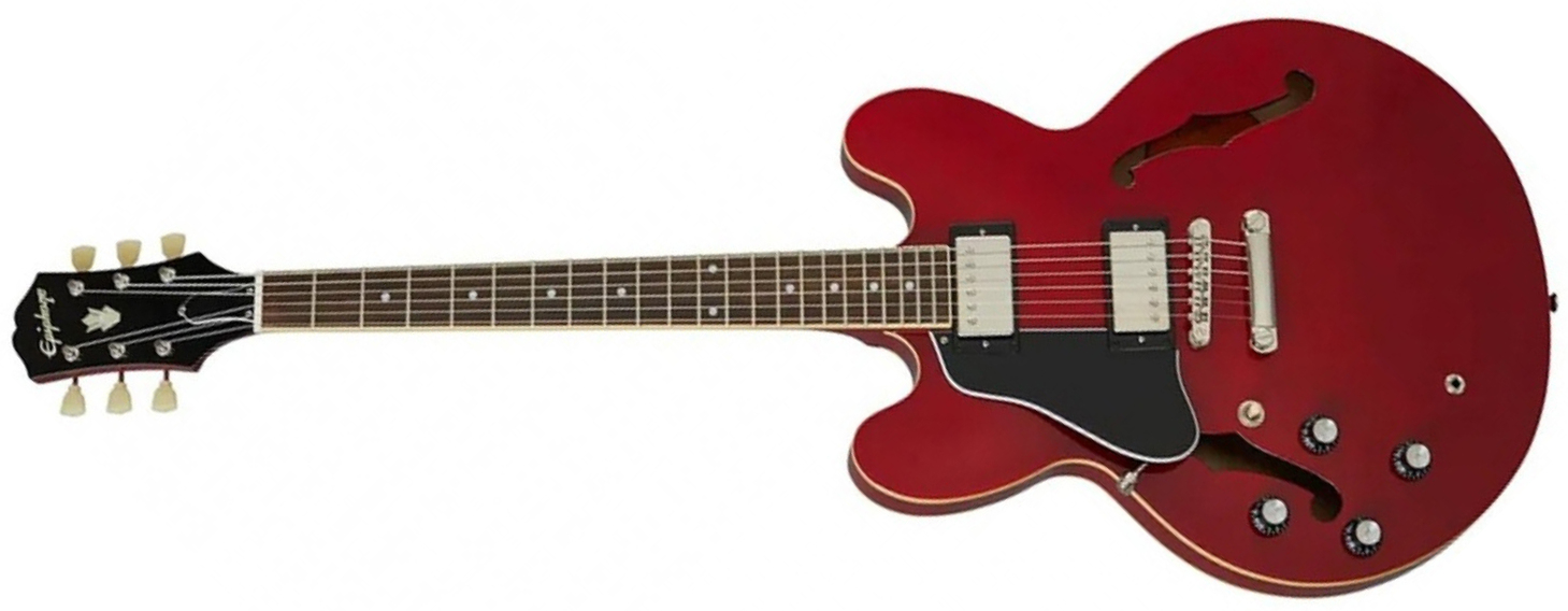 Epiphone Es-335 Lh Inspired By Gibson Original Gaucher 2h Ht Rw - Cherry - Guitare Électrique Gaucher - Main picture