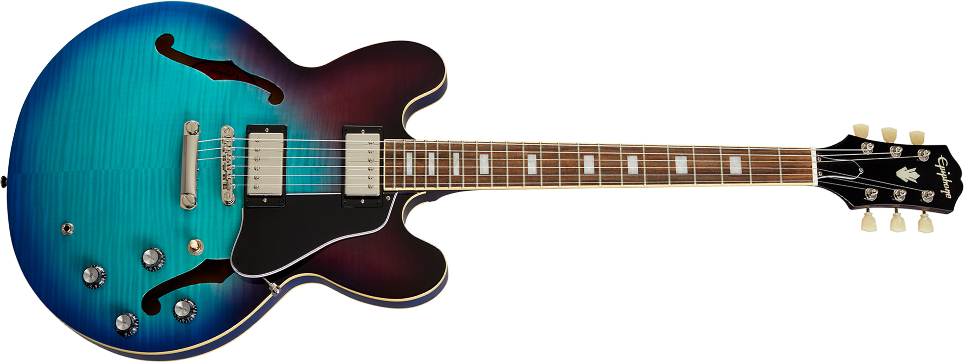 Epiphone Es335 Figured Ibg Original 2h Ht Rw - Blueberry Burst - Guitare Électrique 1/2 Caisse - Main picture